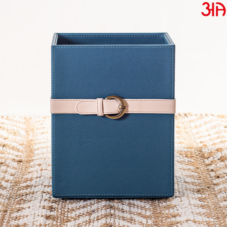 Buckle Design Leather Dustbin (21x21x26) CM