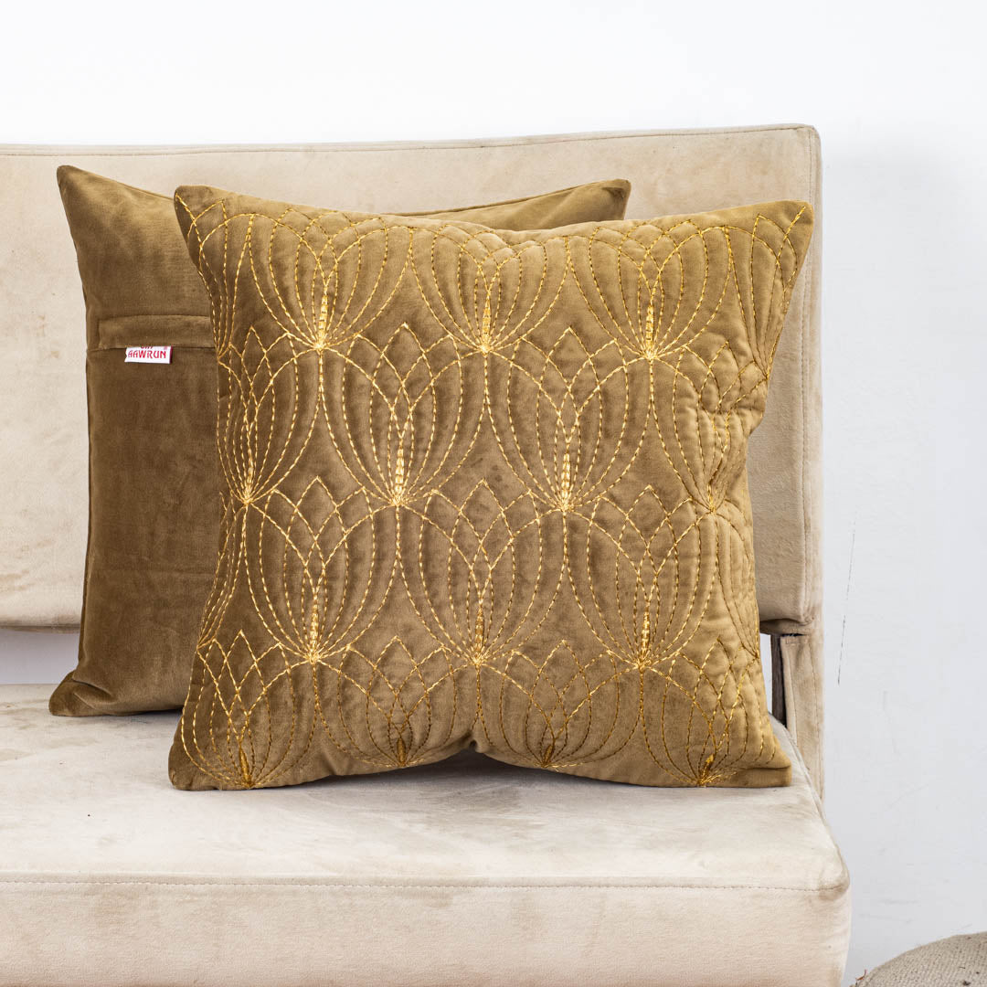 Lotus Design Zari Quilted Cushion Cover