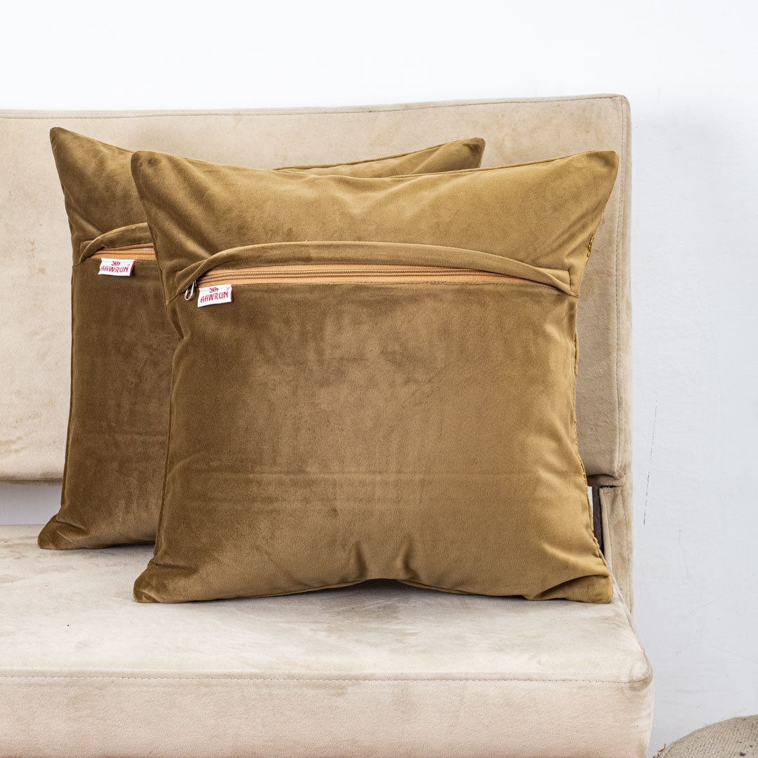Lotus Design Zari Quilted Cushion Cover