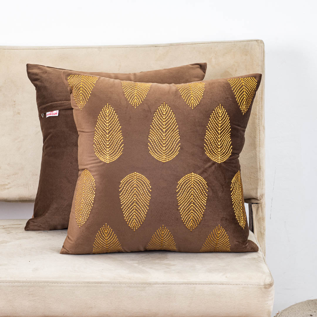 Luxurious Golden Dabka Cushion Cover