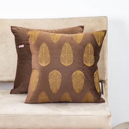 Luxurious Golden Dabka Cushion Cover