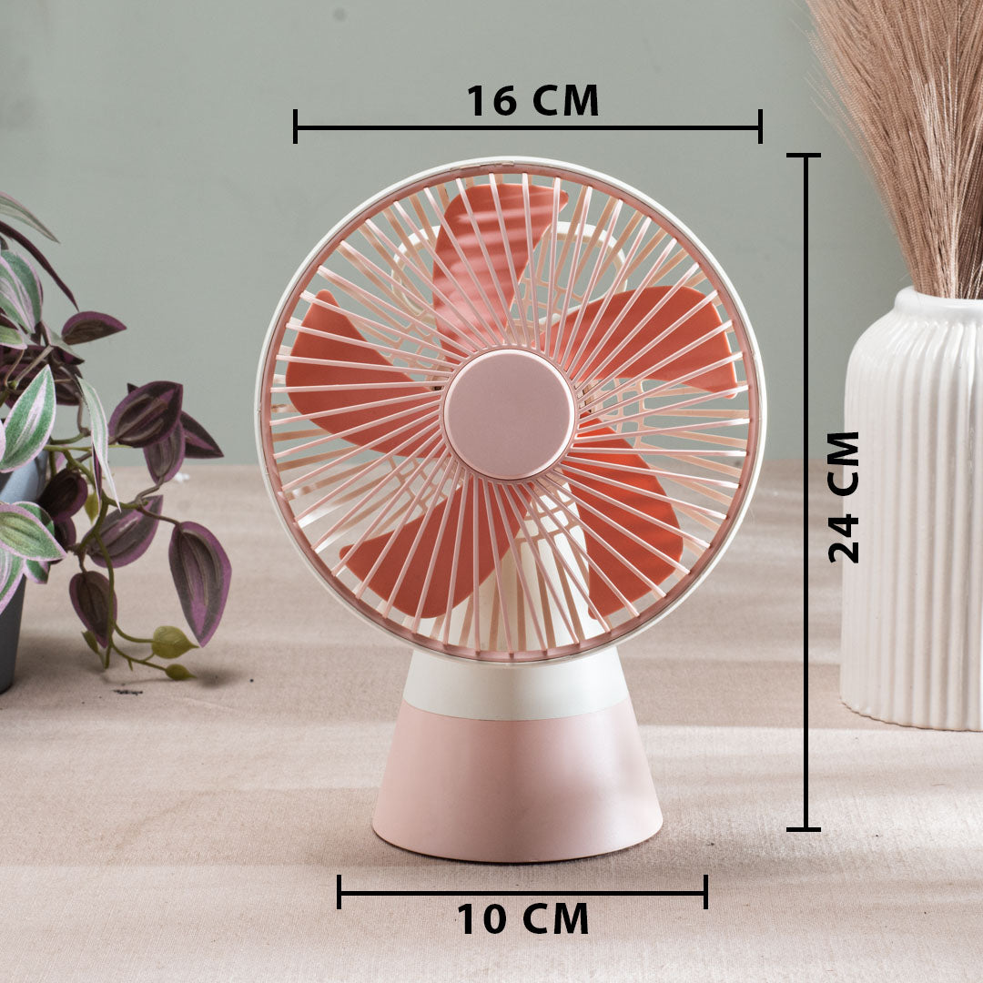Desktop Table Fan – 16 x 24 x 10 CM-Pink Plastic Body