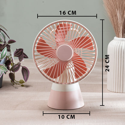 Desktop Table Fan – 16 x 24 x 10 CM-Pink Plastic Body