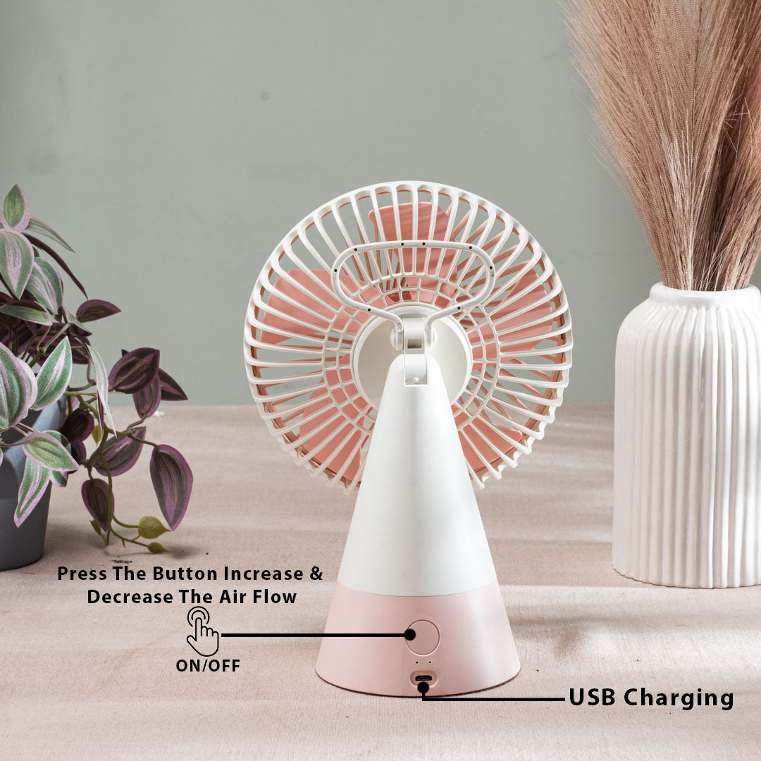 Desktop Table Fan – 16 x 24 x 10 CM-Pink Plastic Body