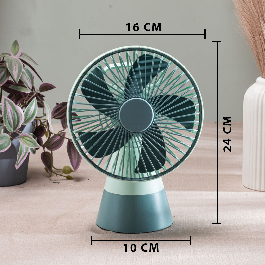Desktop Table Fan – 16 x 24 x 10 CM-Green Plastic Body