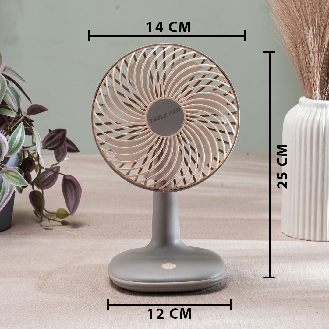 Portable Desktop Table Fan – 14 x 25 x 12 CM-Grey Plastic Body