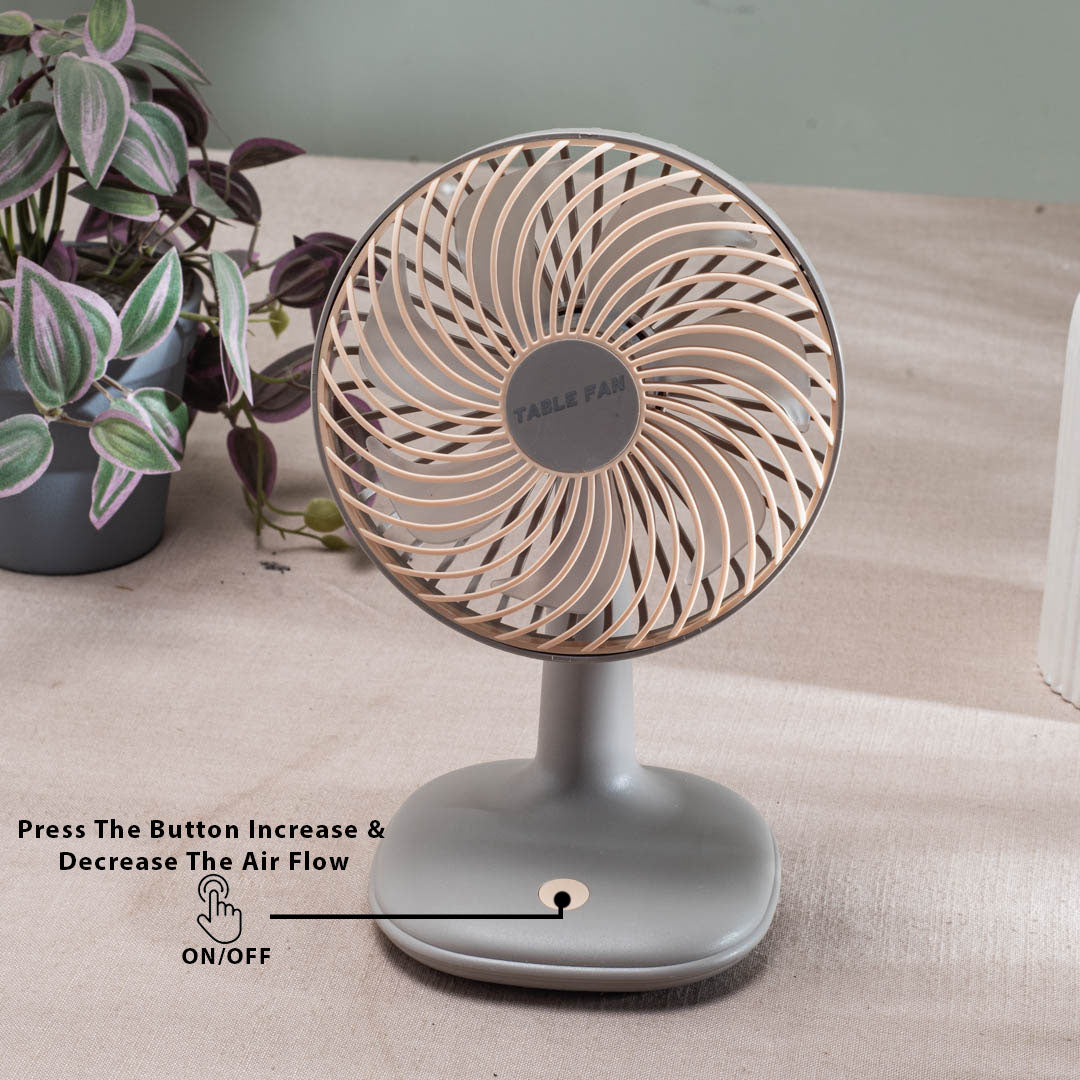 Portable Desktop Table Fan – 14 x 25 x 12 CM-Grey Plastic Body