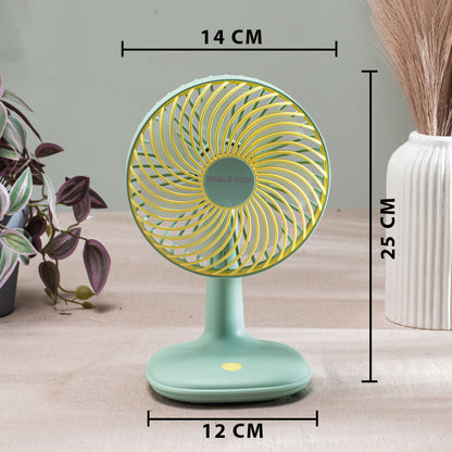 Portable Desktop Table Fan – 14 x 25 x 12 CM-Green Plastic Body
