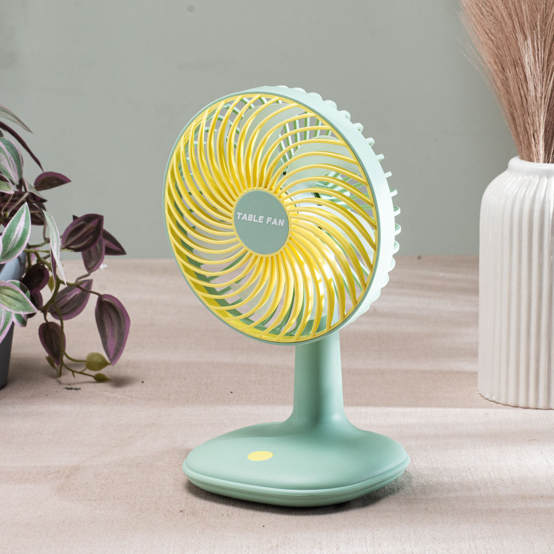 Portable Desktop Table Fan – 14 x 25 x 12 CM-Green Plastic Body