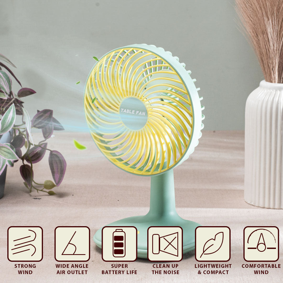 Portable Desktop Table Fan – 14 x 25 x 12 CM-Green Plastic Body