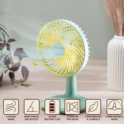 Portable Desktop Table Fan – 14 x 25 x 12 CM-Green Plastic Body