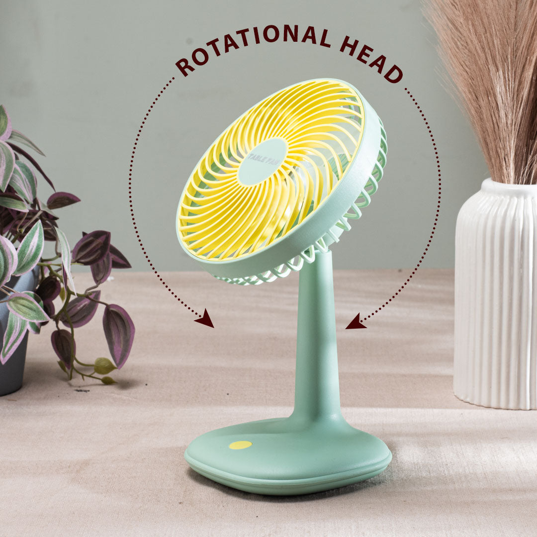 Portable Desktop Table Fan – 14 x 25 x 12 CM-Green Plastic Body