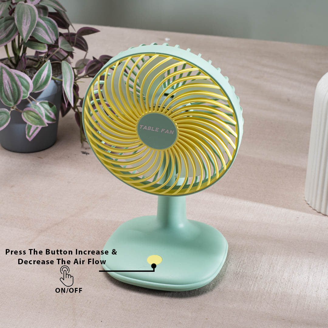 Portable Desktop Table Fan – 14 x 25 x 12 CM-Green Plastic Body