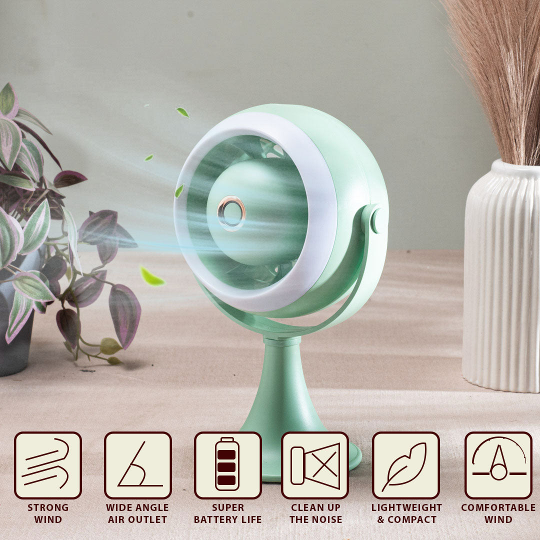 Portable Desktop Table Fan – 11 x 21 x 10 CM-Green Plastic Body
