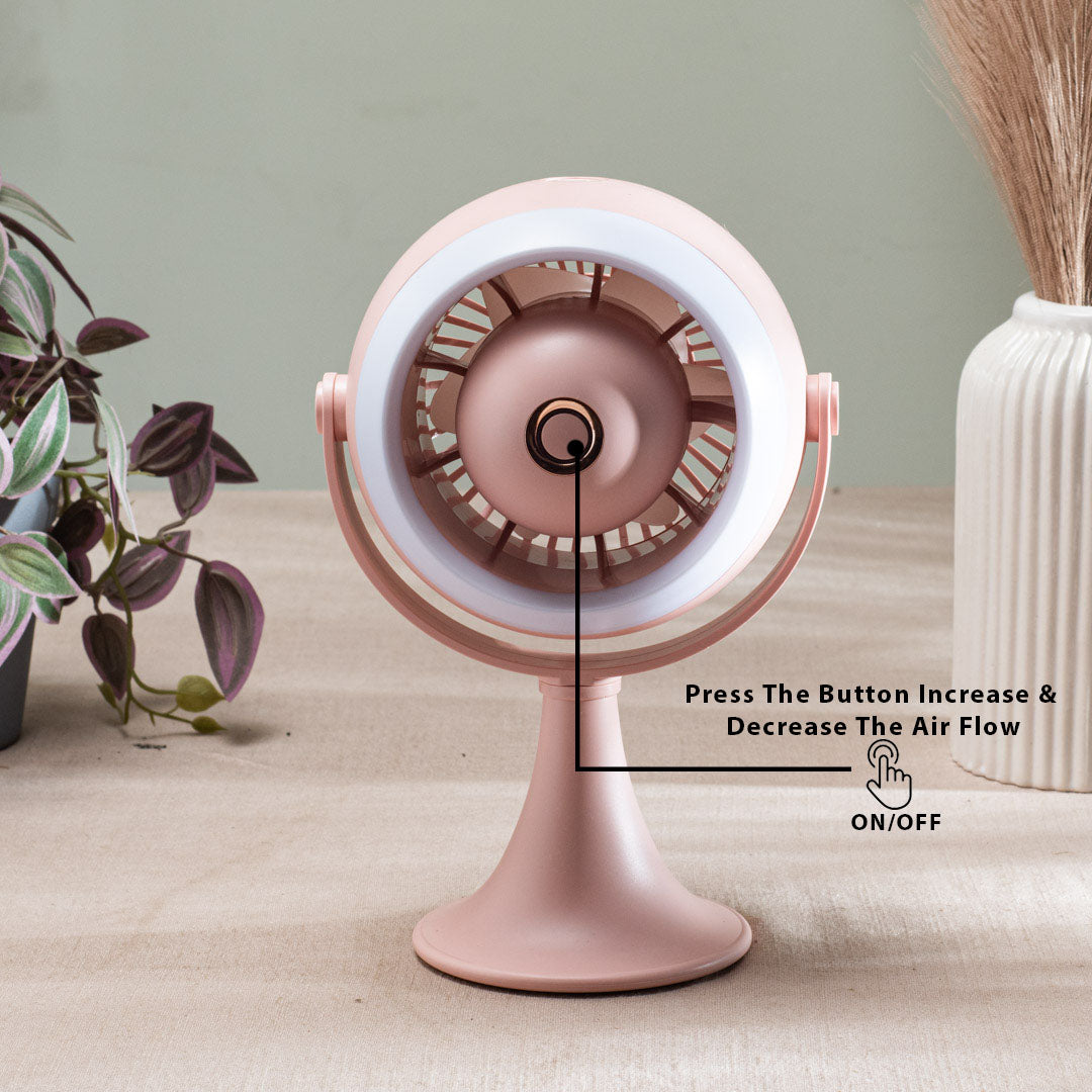 Portable Desktop Table Fan – 11 x 21 x 10 CM-Peach Plastic Body