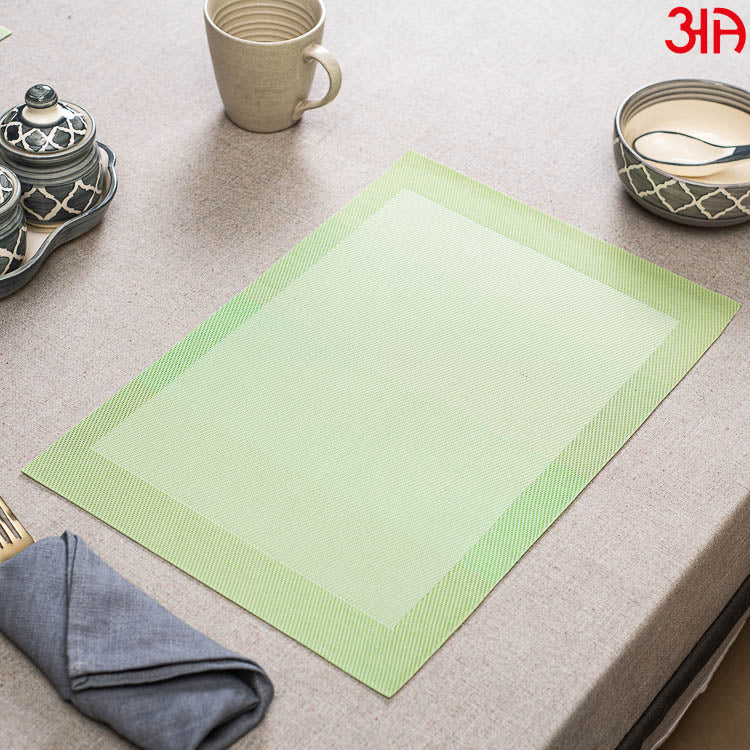 Light Green Box Design Pvc Table Mat (2Pcs Set) (12x18) Inch