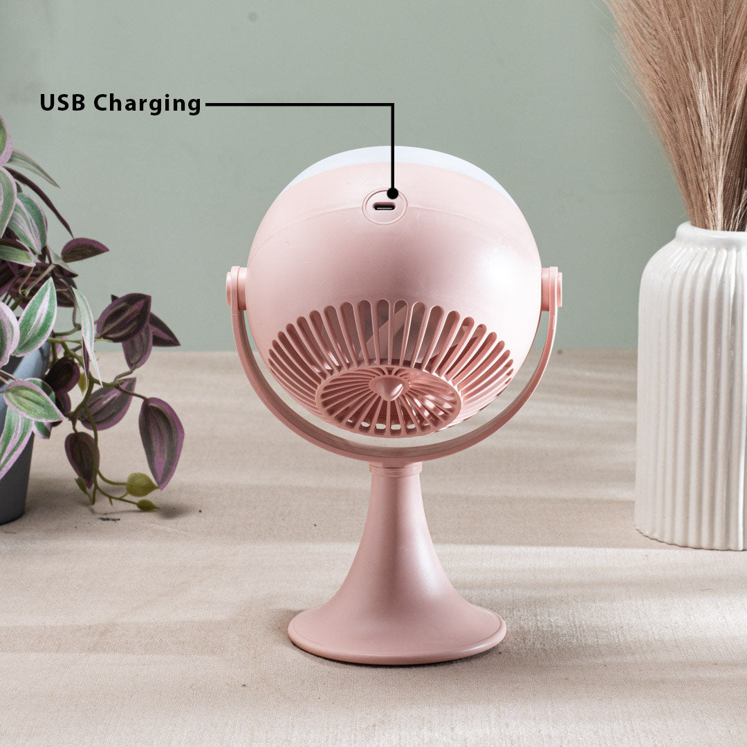 Portable Desktop Table Fan – 11 x 21 x 10 CM-Peach Plastic Body