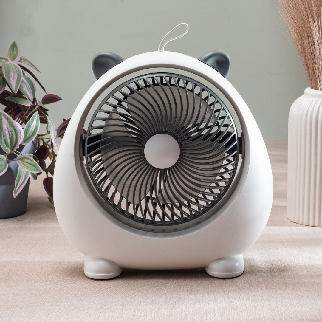 Cute Bear-Shaped Desktop Table Fan – 21 x 22 CM-White Plastic Body