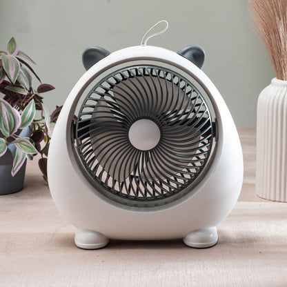 Cute Bear-Shaped Desktop Table Fan – 21 x 22 CM-White Plastic Body
