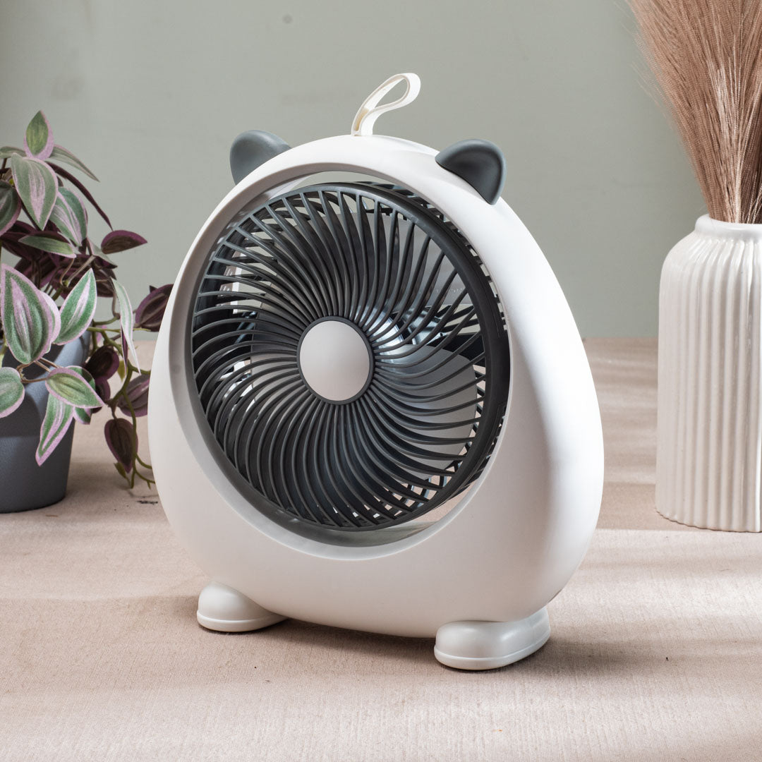 Cute Bear-Shaped Desktop Table Fan – 21 x 22 CM-White Plastic Body