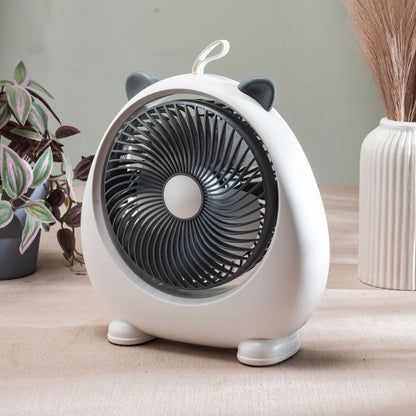 Cute Bear-Shaped Desktop Table Fan – 21 x 22 CM-White Plastic Body