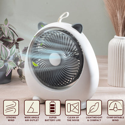 Cute Bear-Shaped Desktop Table Fan – 21 x 22 CM-White Plastic Body