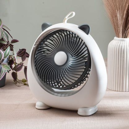 Cute Bear-Shaped Desktop Table Fan – 21 x 22 CM-White Plastic Body