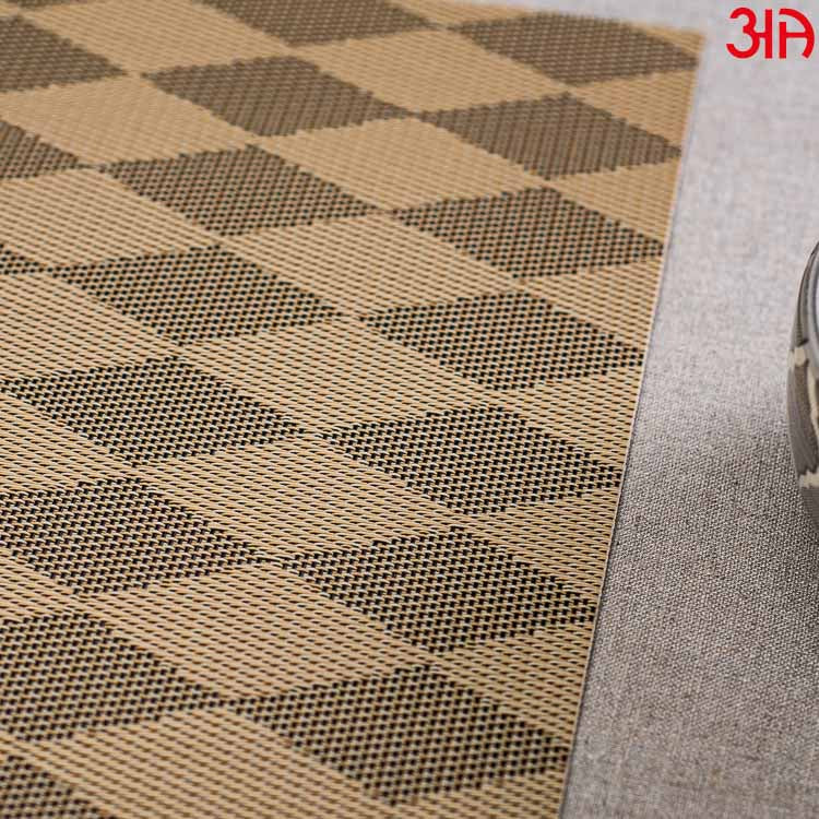 Beige And Brown Diamond Design Pvc Table Mat (2 Pcs Set) (12x18) Inch