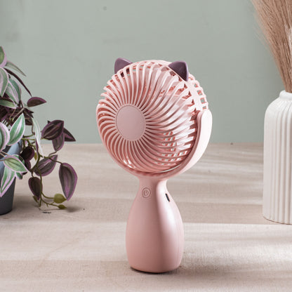 Cute Cat-Ear Portable Table Fan – 13 x 22 x 5 CM-Pink Plastic Body