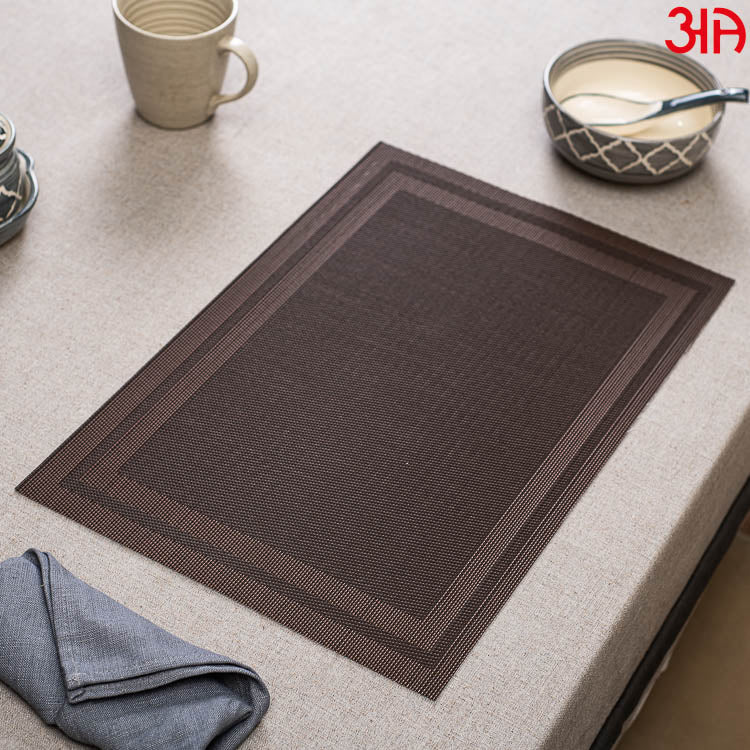 Elegant Brown Pvc Table Mat (2Pcs Set) (12x18) Inch