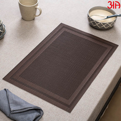 Elegant Brown Pvc Table Mat (2Pcs Set) (12x18) Inch