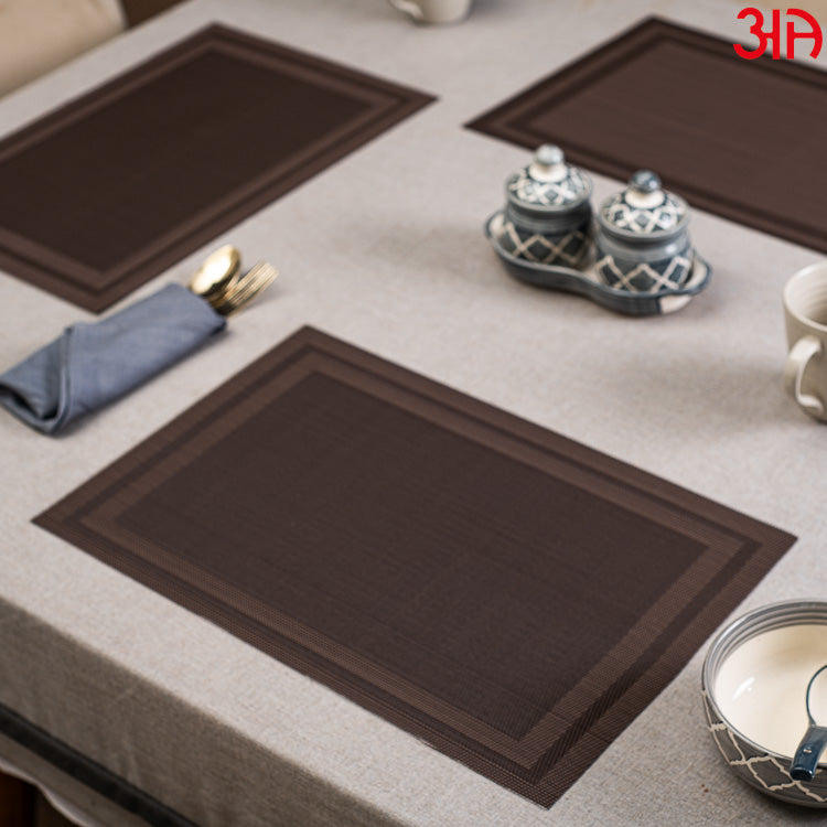 Elegant Brown Pvc Table Mat (2Pcs Set) (12x18) Inch