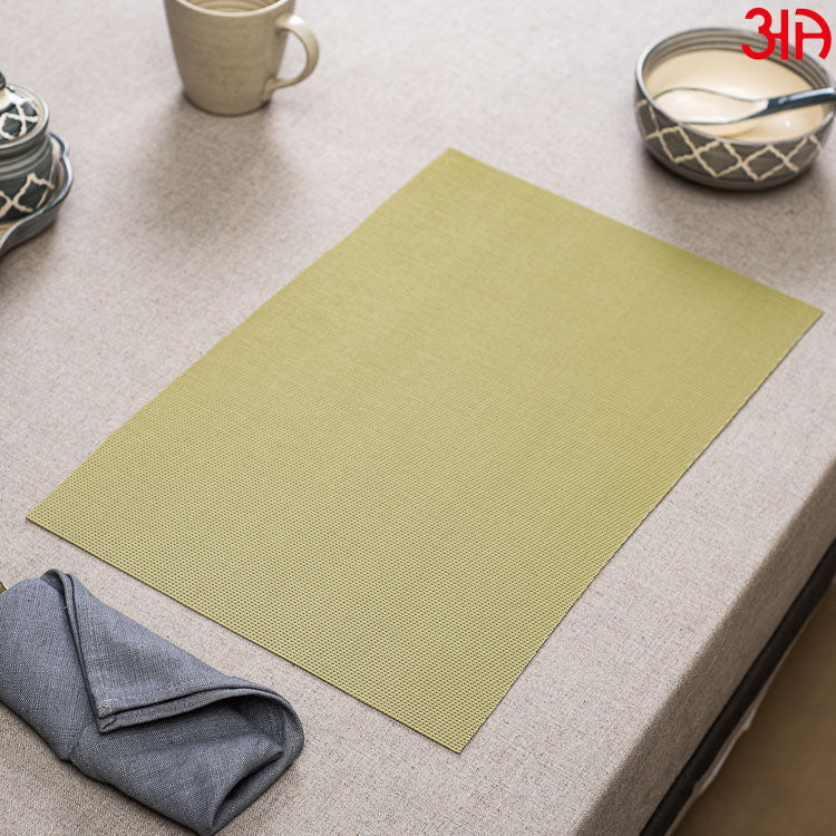 Beige Pvc Table Mat (2Pcs Set) (12x18) Inch