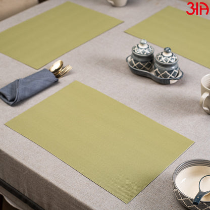 Beige Pvc Table Mat (2Pcs Set) (12x18) Inch