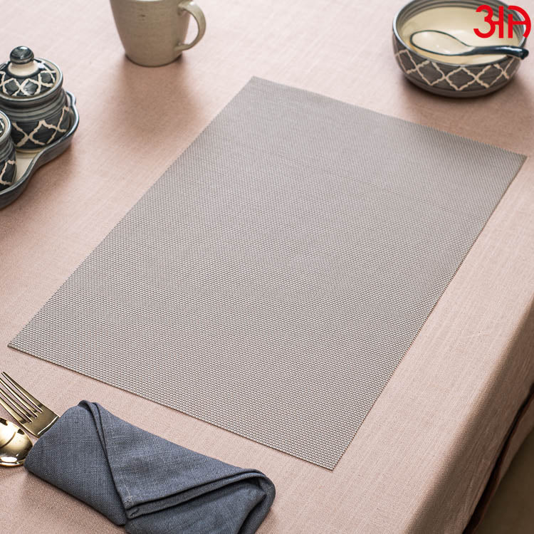 Subtle Grey Pvc Table Mat (2Pcs Set) (12x18) Inch