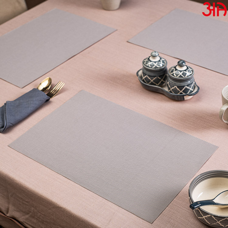 Subtle Grey Pvc Table Mat (2Pcs Set) (12x18) Inch