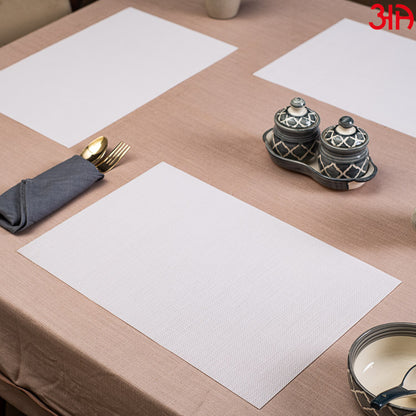 Creamy White Pvc Table Mat (2Pcs Set) (12x18) Inch