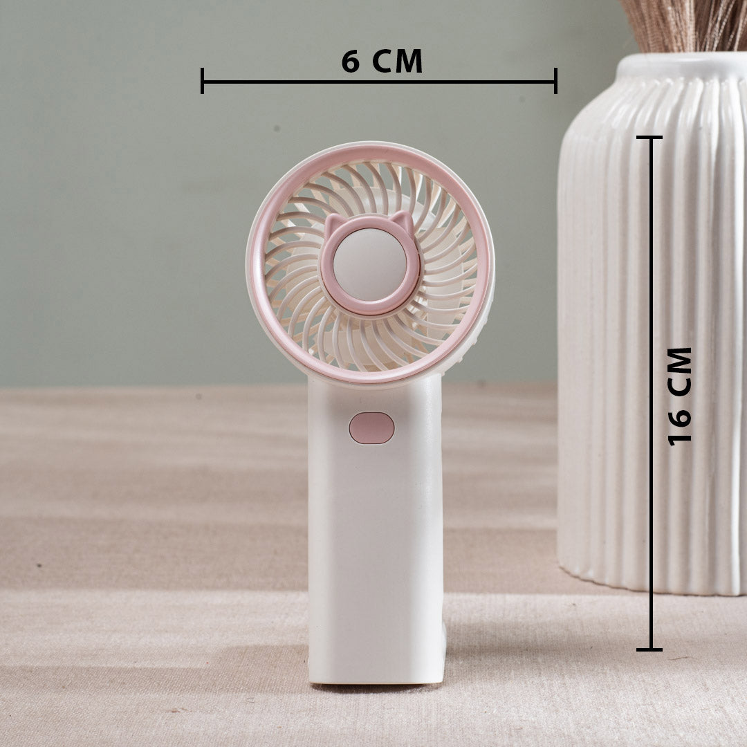 Cute Bear Portable Handheld Fan with Mist – 6 x 16 CM-White Plastic Body