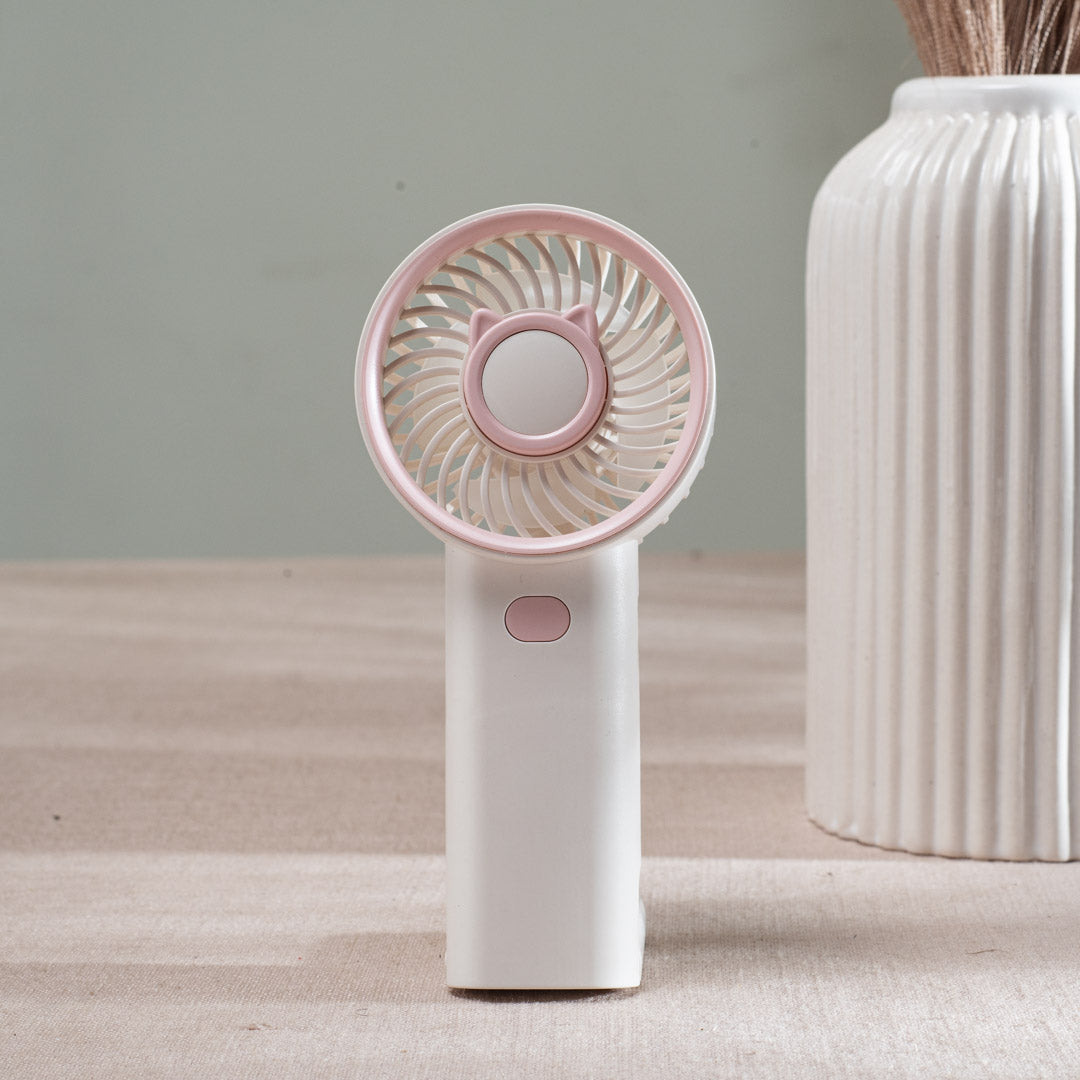 Cute Bear Portable Handheld Fan with Mist – 6 x 16 CM-White Plastic Body