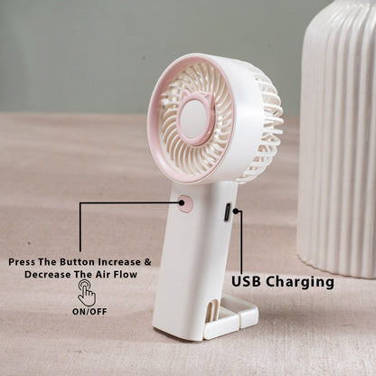 Cute Bear Portable Handheld Fan with Mist – 6 x 16 CM-White Plastic Body