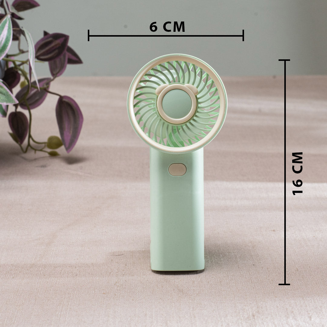 Cute Bear Portable Handheld Fan with Mist – 6 x 16 CM-Green Plastic Body