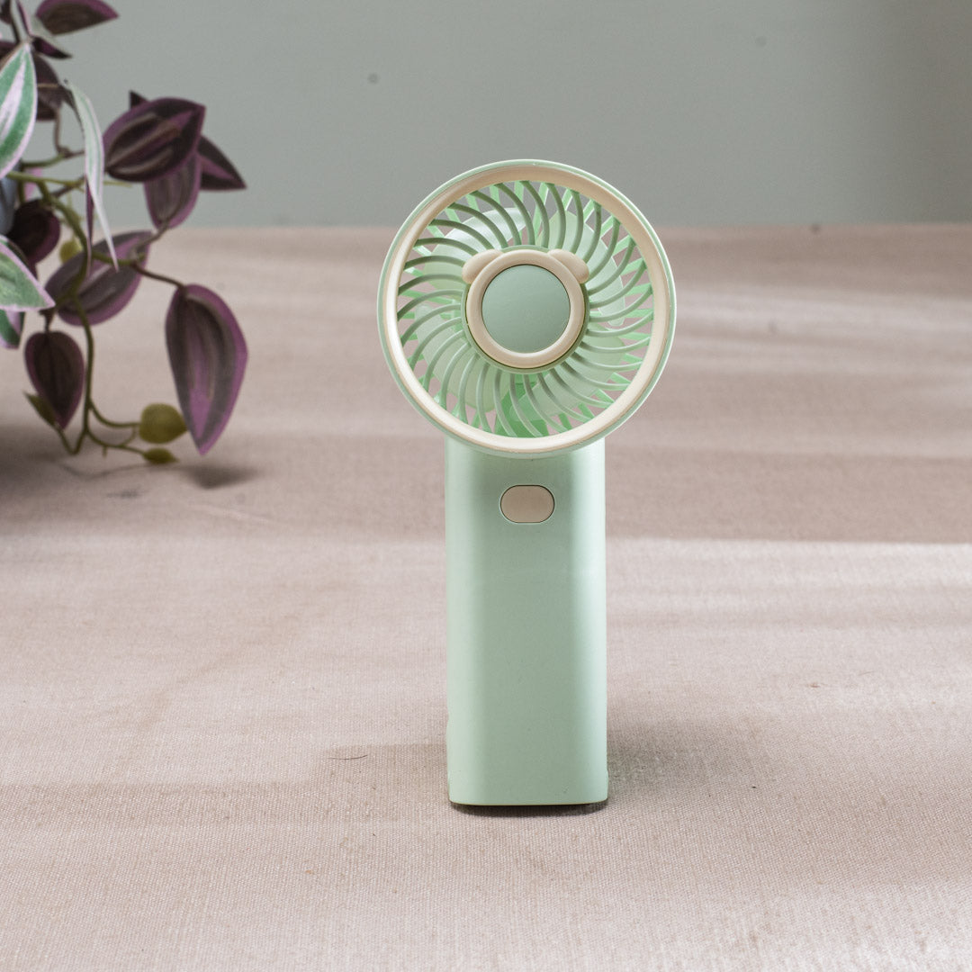 Cute Bear Portable Handheld Fan with Mist – 6 x 16 CM-Green Plastic Body