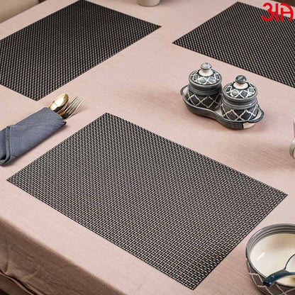 Black Hues Pvc Table Mat (2Pcs Set) (12x18) Inch