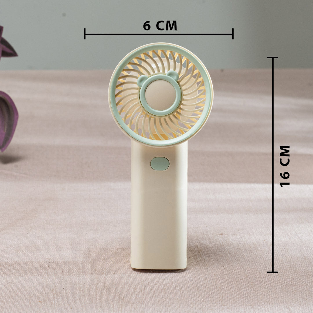 Mini Bear Ear Portable Handheld Fan – 6 x 16 CM-Cream Plastic Body