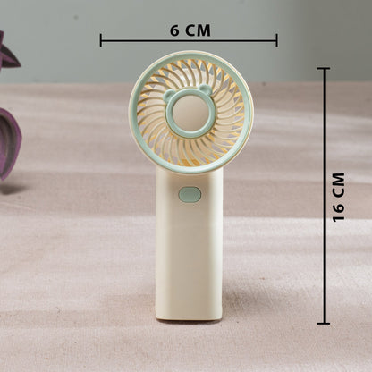 Mini Bear Ear Portable Handheld Fan – 6 x 16 CM-Cream Plastic Body