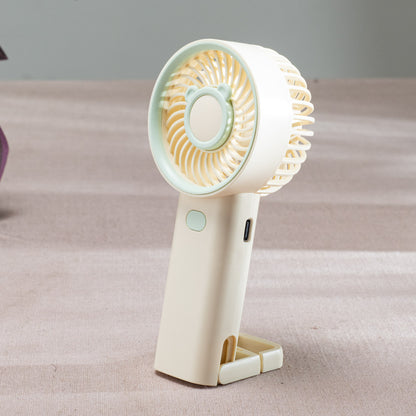 Mini Bear Ear Portable Handheld Fan – 6 x 16 CM-Cream Plastic Body