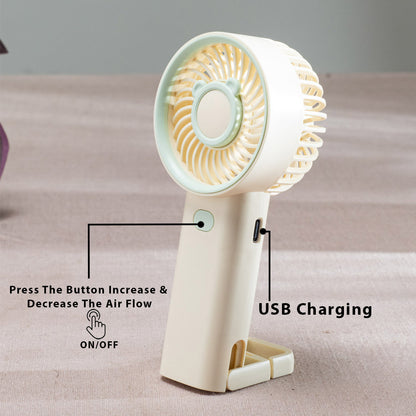 Mini Bear Ear Portable Handheld Fan – 6 x 16 CM-Cream Plastic Body