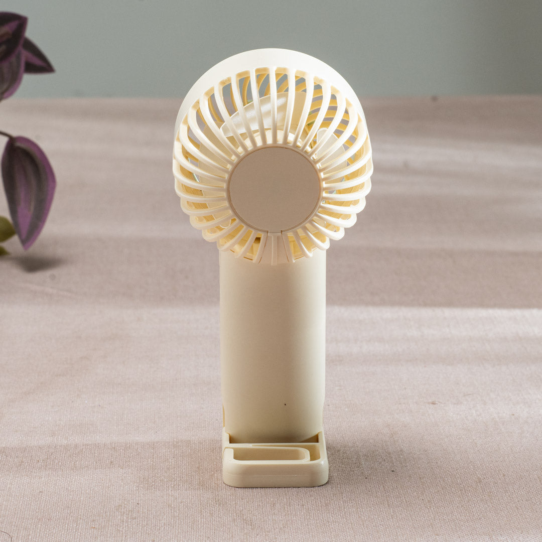 Mini Bear Ear Portable Handheld Fan – 6 x 16 CM-Cream Plastic Body