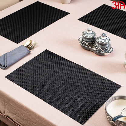 Jet Black Pvc Table Mat (2Pcs Set) (12x18) Inch