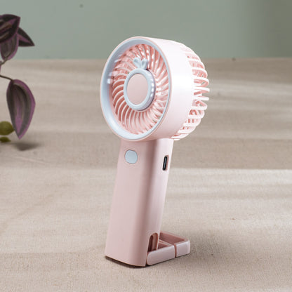 Mini Bunny Ear Portable Handheld Fan – 6 x 16 CM-Pink Plastic Body